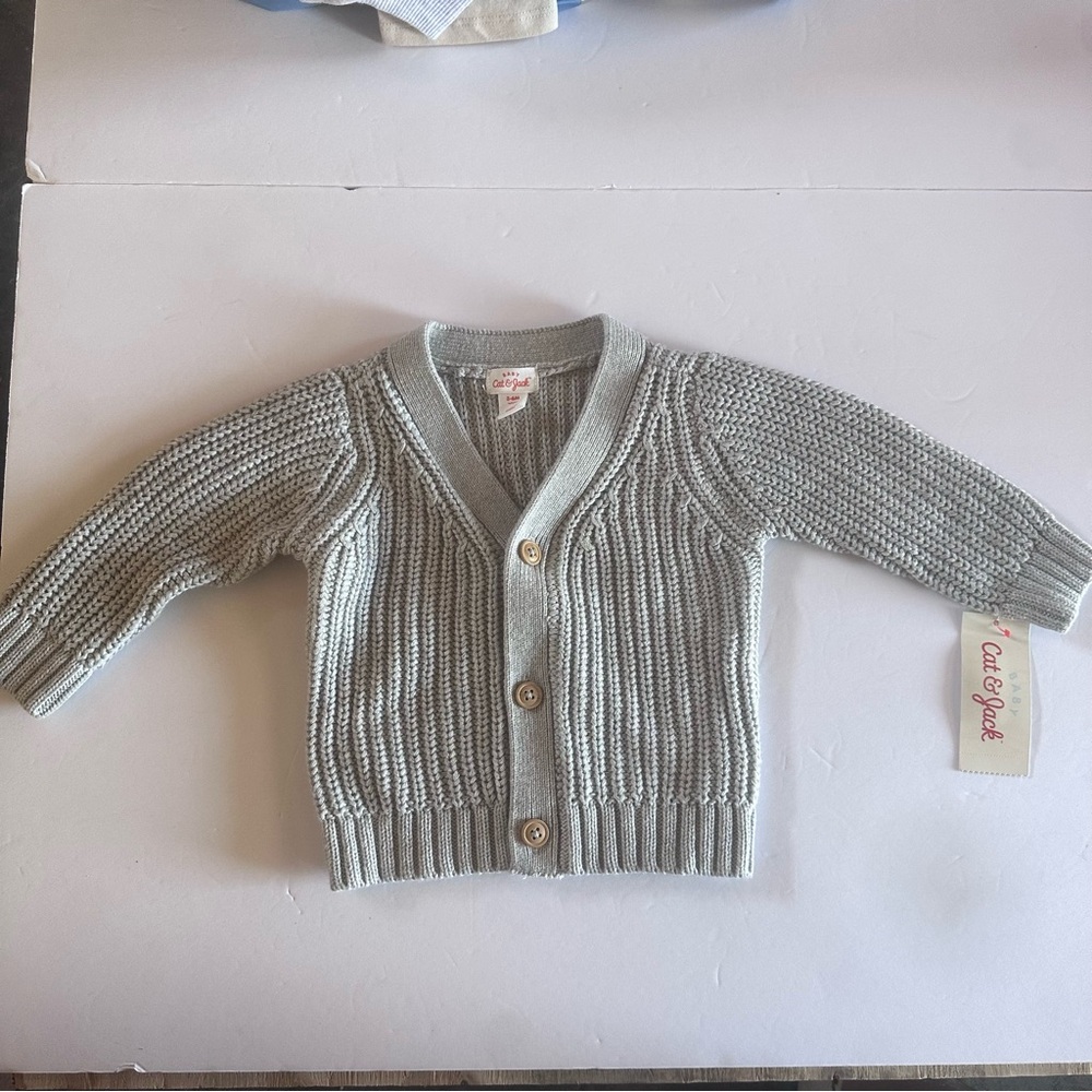 Cat & Jack Light Gray Knit Cardigan